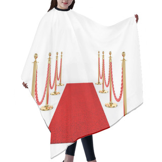 Personality  Rope Fencing With Red Carpet Isolated On A White Background. 3d Illustration Hair Cutting Cape