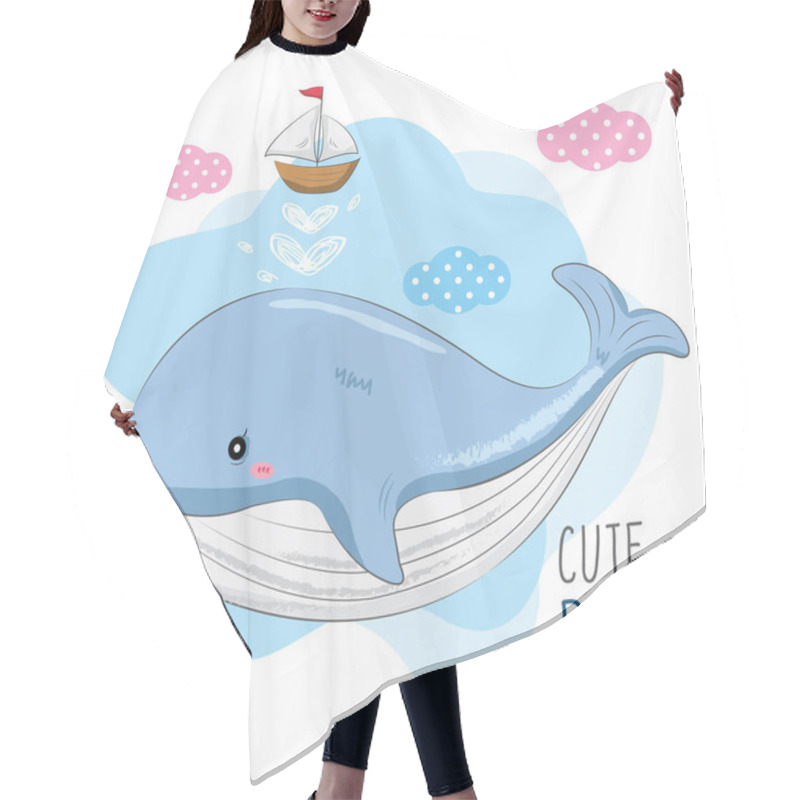 Personality  Cute Baby Whale And Small Ship Hair Cutting Cape
