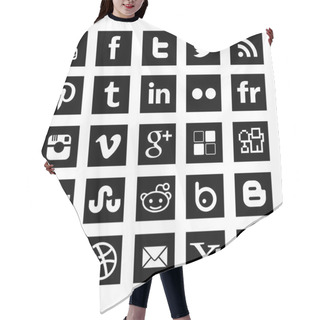 Personality  25 Black Simple Social-media Icons Set Hair Cutting Cape