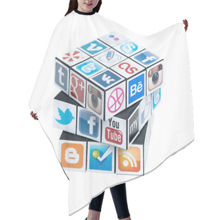 Personality  Rubick's Cube With Social Media Logos Hair Cutting Cape