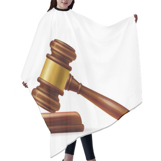 Personality  Realistic Wooden Brown Judge Gavel Hair Cutting Cape