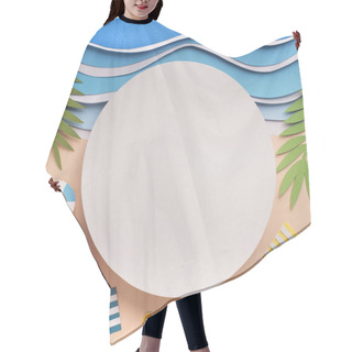 Personality  White Round Blank Screen Surrounded By Sandy Beach Hair Cutting Cape