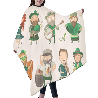 Personality  Set Of Irish Characters. Hair Cutting Cape