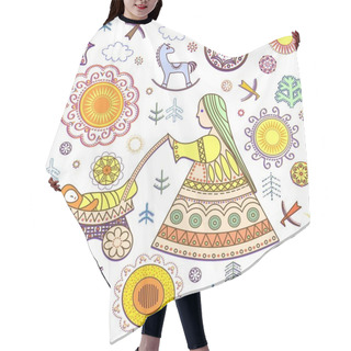 Personality  Wallpaper With Abstract Retro Childish Pattern Hair Cutting Cape