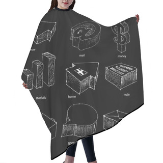 Personality  Web Icons Sketch Set Hair Cutting Cape