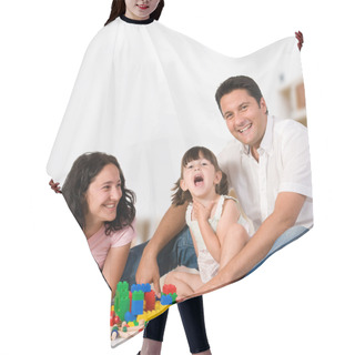 Personality  Happy Family Playing With Blocks Hair Cutting Cape