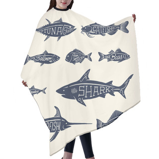Personality  Vintage Illustration Of Fish With Names Hair Cutting Cape