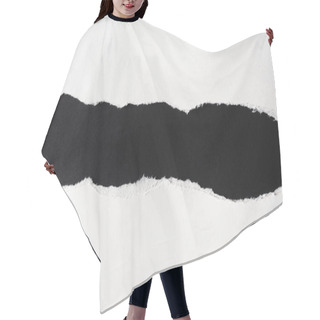 Personality  White Paper With Torn Edges Isolated With Black Colored Paper Background Inside. Good Paper Texture Hair Cutting Cape