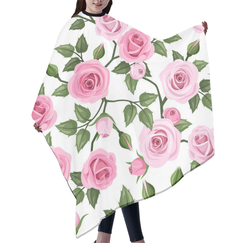 Personality  Seamless pattern with pink roses. Vector illustration. hair cutting cape