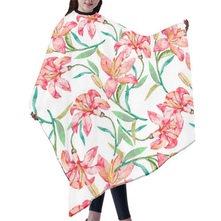 Personality  Seamless Vector Floral Pattern. Lilies Flowers Hair Cutting Cape