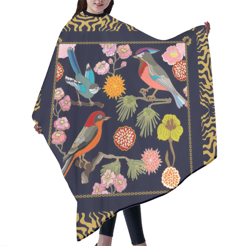 Personality  Japanese Garden. Seamless Oriental Pattern With Victorian Motifs.  Hair Cutting Cape