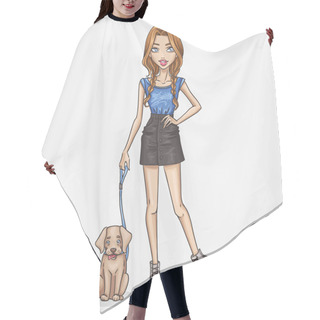 Personality  Girl With A Dog Hair Cutting Cape
