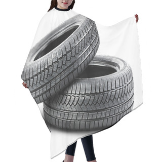 Personality  Two Tires On The White Background Hair Cutting Cape