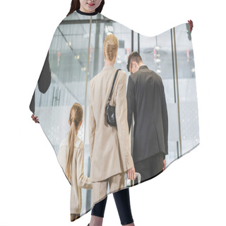 Personality  Security Service, Personal Protection, Back View Of Blonde Woman And Her Daughter Leaving Hotel Next To Bodyguards, Private Safety, Rich Lifestyle, Guards On Duty  Hair Cutting Cape
