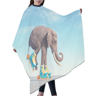 Personality  Elephant Goes On Rollers. Impossible And Happiness Concept. This Is A 3d Render Illustration Hair Cutting Cape