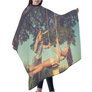 Personality  Mom With Family  On  Swing Hair Cutting Cape