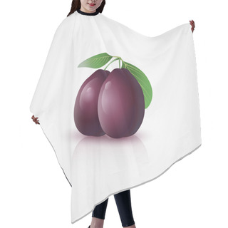 Personality  Plums With Leaves. Vector Illustration. Hair Cutting Cape