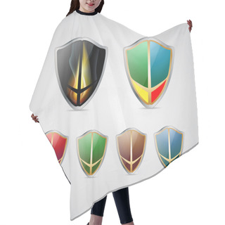 Personality  Set Of Vector Shields Hair Cutting Cape