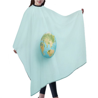 Personality  Top View Of Planet Model On Turquoise Background, Earth Day Concept Hair Cutting Cape