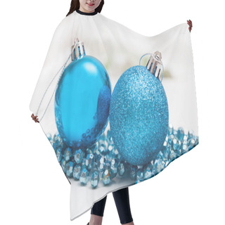Personality  Two Blue Ornaments Balls With Tinsel  Hair Cutting Cape