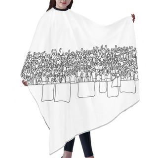 Personality  People Cheering At Stadium Vector Illustration Sketch Doodle Hand Drawn With Black Lines Isolated On White Background Hair Cutting Cape