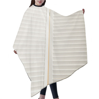 Personality  Close Up Of  White Wooden Room Divider With Copy Space  Hair Cutting Cape