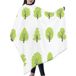 Personality  Green Tree Icons Set Hair Cutting Cape