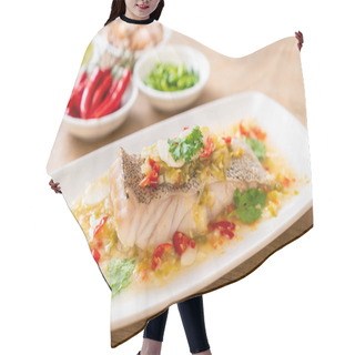Personality  Steamed Grouper Fish Fillet With Chili Lime Sauce In Lime Dressi Hair Cutting Cape