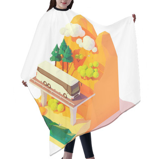 Personality  Vector Isometric Coach Bus Travelling Hair Cutting Cape