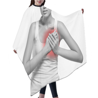 Personality  Cropped Of Woman Suffering From Heartburn Or Breast Pain Hair Cutting Cape