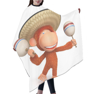 Personality  3d Monkey Costs In A Sombrero Maracases Hair Cutting Cape