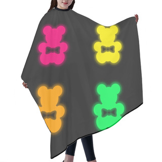 Personality  Bear Four Color Glowing Neon Vector Icon Hair Cutting Cape