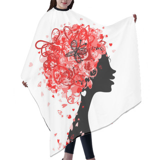 Personality  Female Head With Hairstyle Made From Tiny Hearts For Your Design Hair Cutting Cape