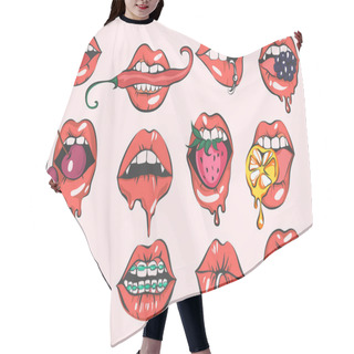 Personality  Pop Art Sexy Lips Vector Set Hair Cutting Cape