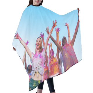 Personality  Happy Friends At Holi Festival  Hair Cutting Cape