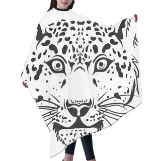 Personality  Black And White Vector Sketch Leopard Face Hair Cutting Cape