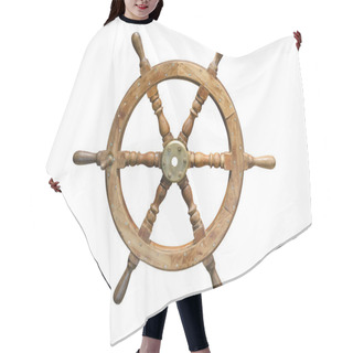 Personality  Wooden Steering Wheel Isolated On White Background Hair Cutting Cape