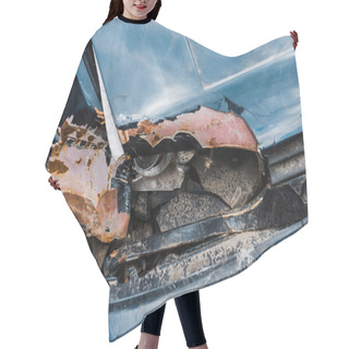 Personality  Damaged Automobile With Broken Headlight After Car Accident  Hair Cutting Cape
