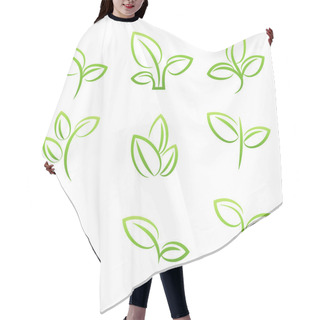 Personality  Leaf Simbol, Set Of Green Leaves Design Elements Hair Cutting Cape