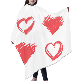 Personality  Hand Drawn Red Hearts Hair Cutting Cape