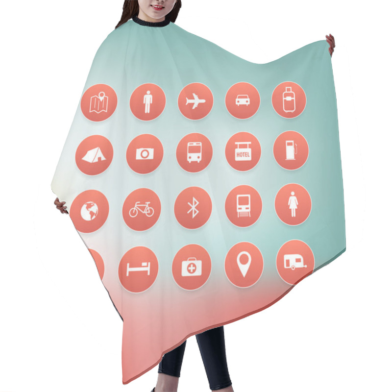 Personality  Trip Pictogram Set, Vector Illustration  Hair Cutting Cape