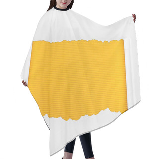 Personality  Ripped White Textured Paper With Curl Edges On Yellow Striped Background  Hair Cutting Cape