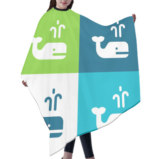 Personality  Blue Whale Flat Four Color Minimal Icon Set Hair Cutting Cape