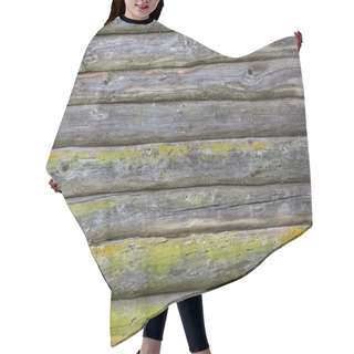 Personality  Old Wooden Logs Wall Covered With Green Moss Hair Cutting Cape