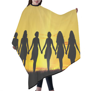 Personality  Women Walking Hand In Hand Hair Cutting Cape