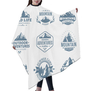 Personality  Set Of Vector Mountain And Outdoor Adventures Logo Hair Cutting Cape