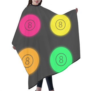Personality  Billiard Eight Ball Four Color Glowing Neon Vector Icon Hair Cutting Cape