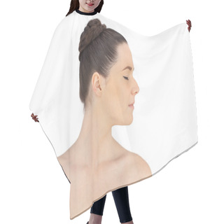 Personality  Relaxed Natural Model Posing Hair Cutting Cape