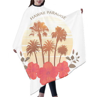 Personality  Summer Vacation And Palm Tree Background. Print For T-shirt. Hair Cutting Cape