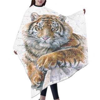 Personality  Tiger, Watercolor, Animals, Predator, Wildlife, Painting Hair Cutting Cape